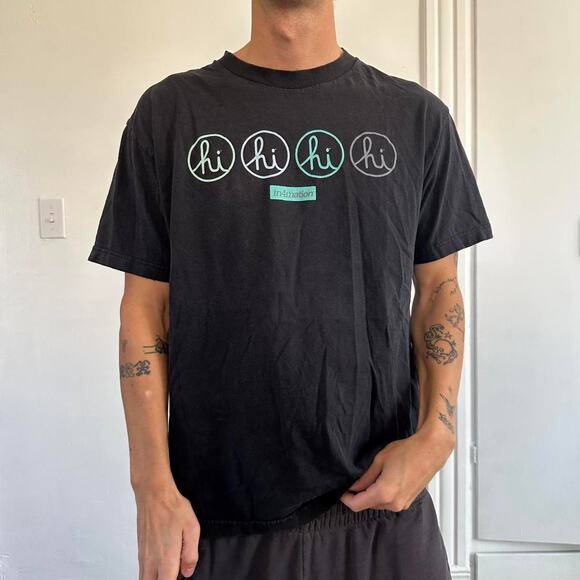 Vintage 00s Hawaii Hi In4Mation Faded Black Tiffany Tee - Picture 5 of 7